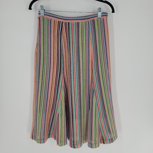 Maeve Women’s Small  Midi Skirt Crochet Neon Spectral Stripe Anthropologie - Picture 1 of 5